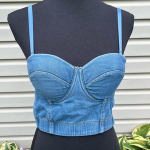 New Blue Jean Denim Bustier Corset Top